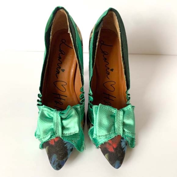 LANVIN x H&M GREEN FLORAL PUMP SATIN BOW - Picture 5 of 10